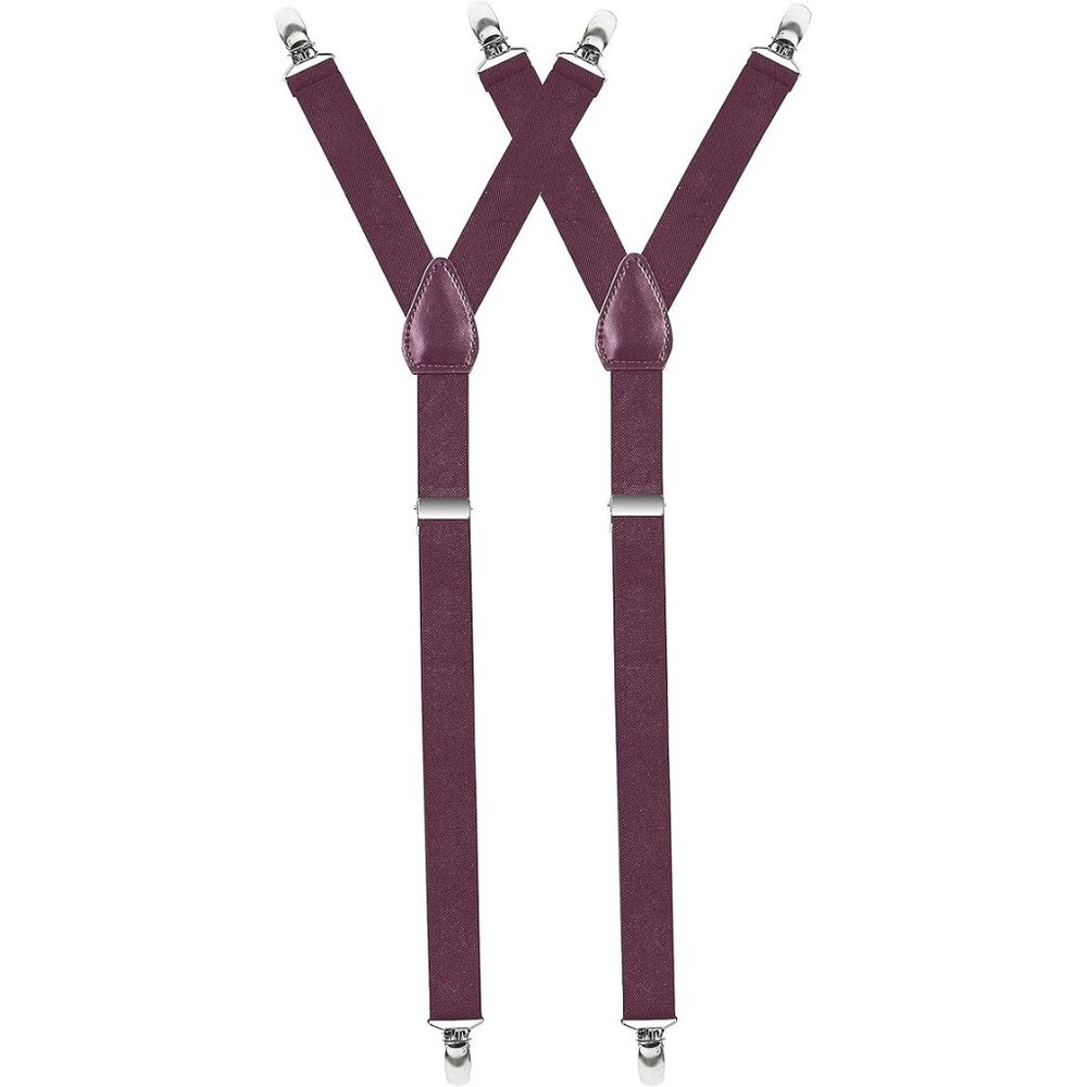 HOLD'EM Improved Shirt Stays Men Adjustable Elastic Y-style 1” Wide - Burgundy